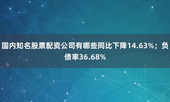 国内知名股票配资公司有哪些同比下降14.63%；负债率36.68%